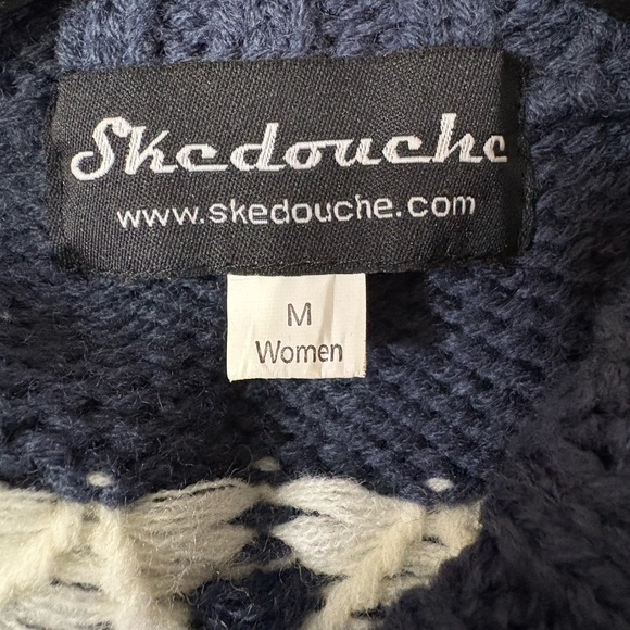 Skedouche Navy Reindeer Knit Sweater Dress SIZE medium - Picture 2 of 4